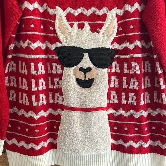 Christmas sweater llama sunglasses red - Picture 3 of 7